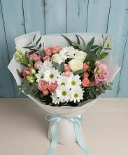 Букет цветов из:  Розы, Лизиантусы и Хризантемы в Бирске