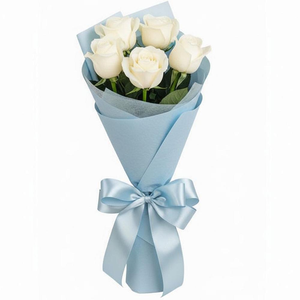Букет 5 Белых роз Проуд в Бирске