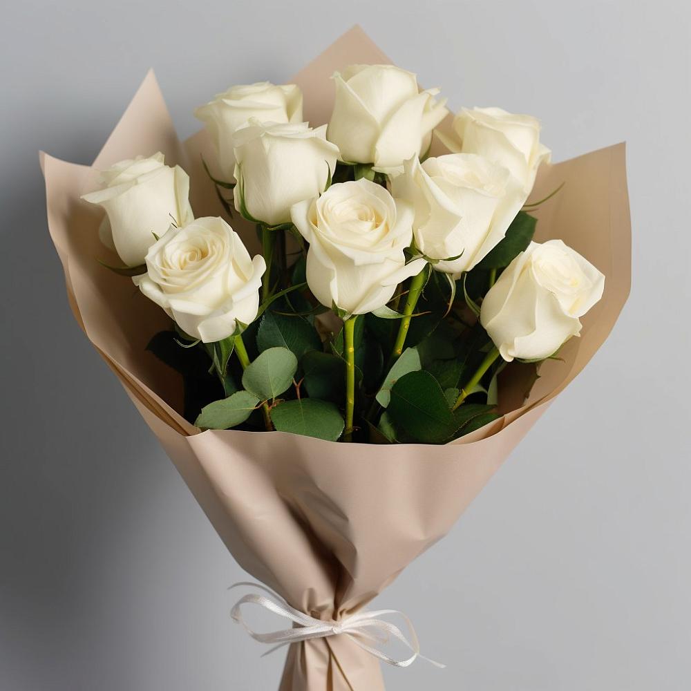 Букет 9 Белых роз Эдлесс Лав в Бирске