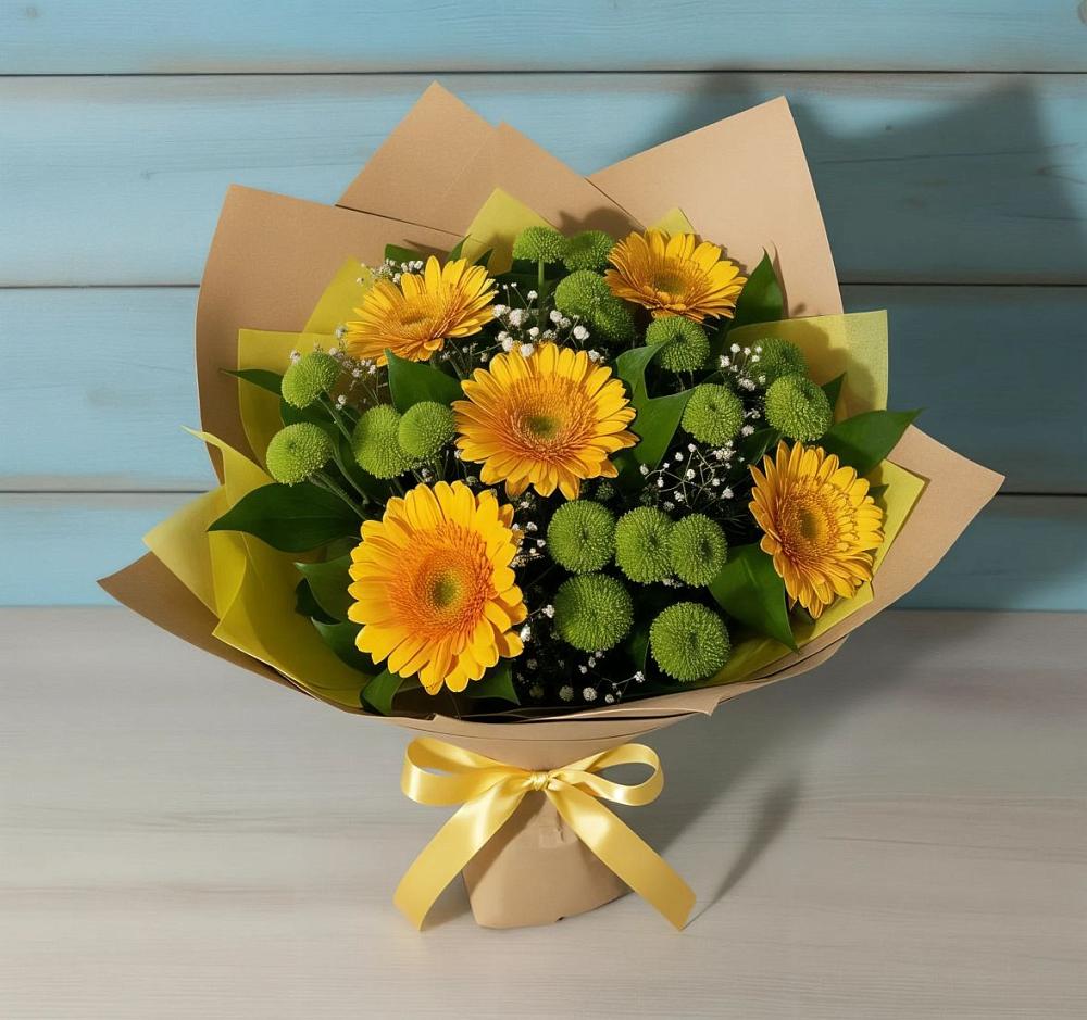 Букет цветов из: Герберы и Хризантемы в Бирске