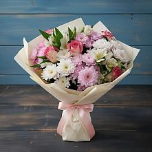 Букет цветов из:  Хризантемы, Альстромерии и Розы в Бирске