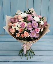 Букет цветов из:  Хризантемы, Розы и Альстромерии в Бирске