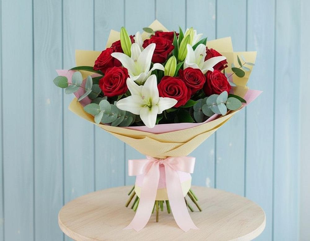 Букет цветов из: Лилии и Розы в Бирске